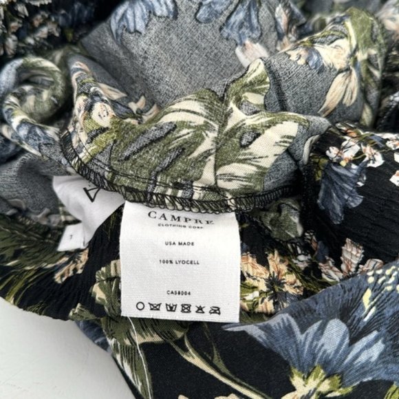 Okakie Black/Green Floral Wide Leg Pants Size L - Picture 7 of 7